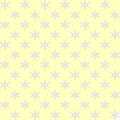 Seamless repeating snowflake pattern, yellow background. Festive winter and Christmas texture ideal for wrapping paper, textiles, gift tags, holiday backgrounds, greeting cards, and seasonal designs.