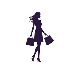 Elegant Woman with Shopping Bags Silhouette