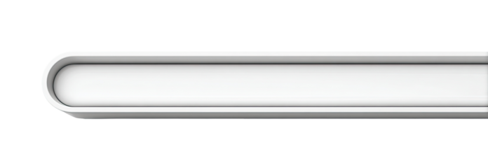 White, rectangular, decorative molding with curved edges