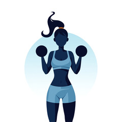 Fitness Woman Silhouette with Dumbbells