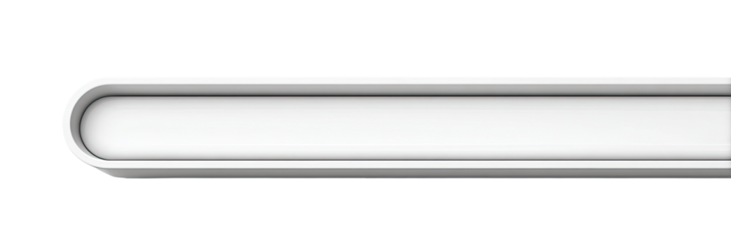 White, rectangular, decorative molding with curved edges