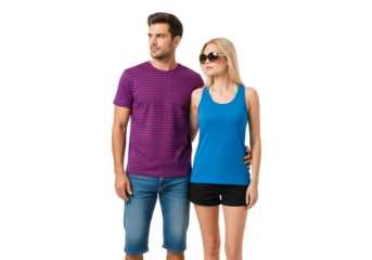 Young Couple Posing in Casual Summer Clothing