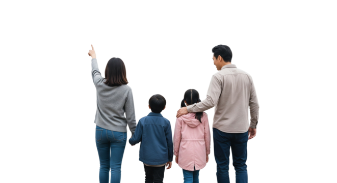 Parents and Children Pointing Upwards