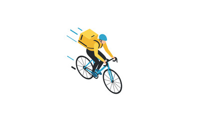 Naklejka premium Delivery cyclist in motion with isometric style design