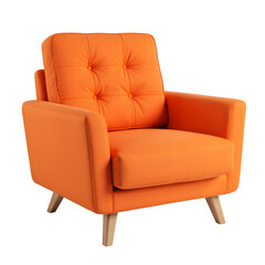 Modern Orange Armchair Design with transparent background
