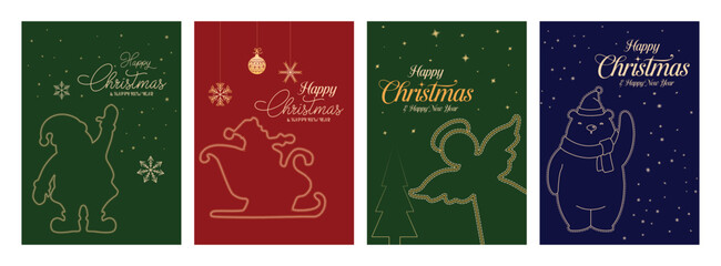 Merry Christmas and Happy New Year invitation poster flyer banner card and cover template elegant festive design
