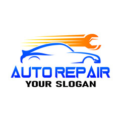 Automotive style car logo design with a silhouette of a sports vehicle icon. Vector illustration.