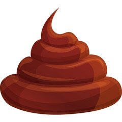 Cartoon Pile of Brown Poop with a Curled Top on a Transparent Background with Smooth Texture and Soft Lighting
