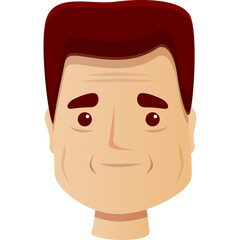 Cartoon Portrait of a Middle Aged Man with Brown Hair and Wrinkles on His Forehead and Cheeks Wearing a Blue Shirt Close Up Headshot Vector Graphic