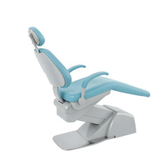 Modern dental chair with blue upholstery transparent background png