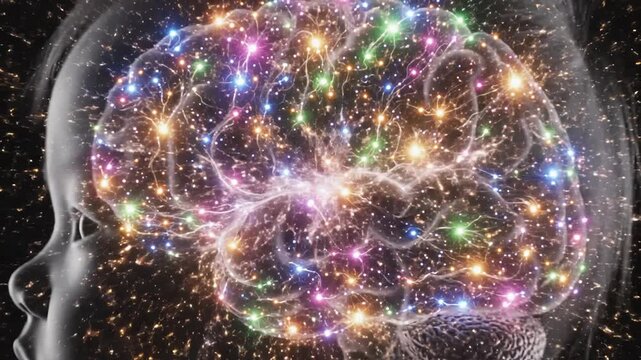 Child's Brain Development With Glowing Neurons Forming Connections