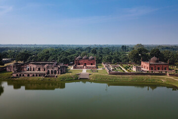 Fototapeta premium Aerial drone view of a Mosque in Bangladesh
