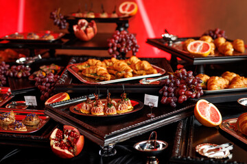 Luxury catering table with assorted snacks