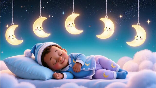 Seamless loop Baby lullaby baby breathing Animation
