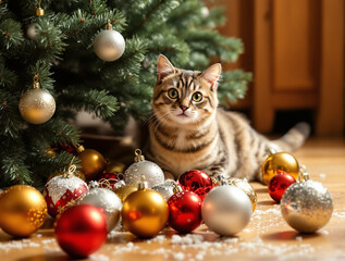 Freche Katze und fallende Christbaumkugeln &ndash; witzige Weihnachts-Szene f&uuml;r Social Ads