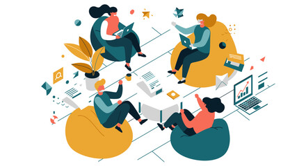 Team of People Working Together with Laptops