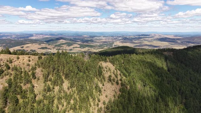 Zlatibor Mountain, Serbia. Aerial View of Pine Forest and Hills Under Tornik Peak, Drone Shot