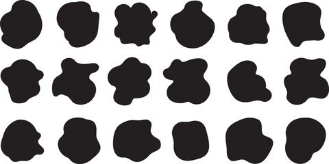 Blob shape organic, vector illustration set. Collection from abstract forms for design and paint. Liquid silhouette drop in modern style. Basic stains isolated elements on white background