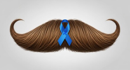 Movember men's health awareness month with blue ribbon and mustache illustration for campaigns