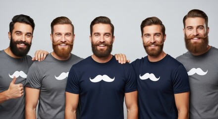 Movember men's health awareness celebration featuring group of bearded men with mustaches for charity event and community support