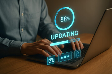 Computer screen showing an updating progress bar at 88 percent