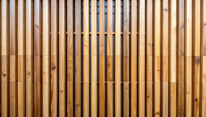 Fototapeta premium Vertical wooden slat wall with natural grain and varied tones