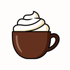 Delicious hot chocolate with whipped cream topping.