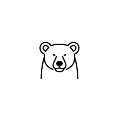 Minimalist Line Art Bear Head Icon.