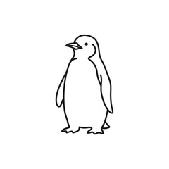 Simple black and white line drawing of a penguin.