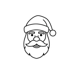 Santa Claus Face Outline Illustration for Christmas.