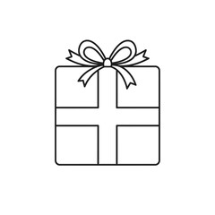 Simple Outline Drawing of a Gift Box with a Bow.