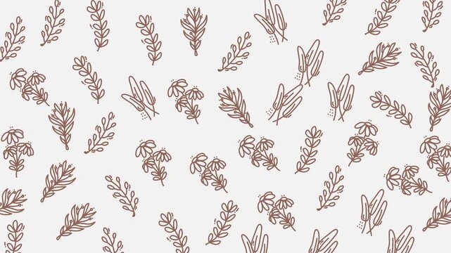 Doodle floral pattern with simple flowers and plant branches on white. Suitable for stationery, textiles, and whimsical designs.