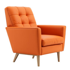 Modern Orange Armchair Design with transparent background