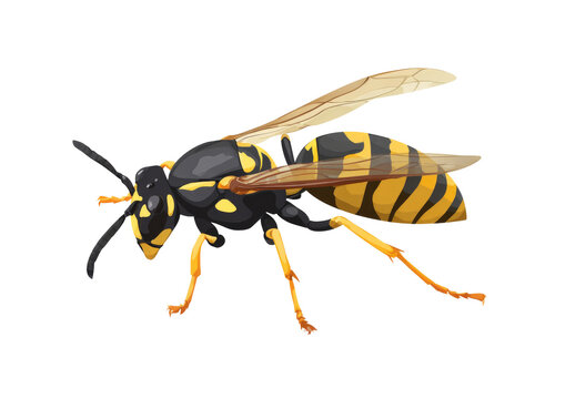 Wasp flying insect with transparent background