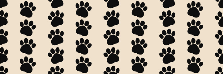 Kitty paw pattern with dog and puppy prints for a pet background or vet themed design. This feline illustration features panda and cat footprints for creating animal care graphics or playful pet proje