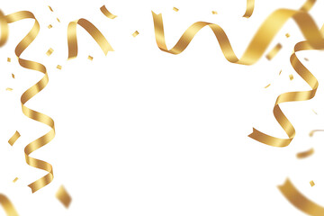 Shimmering golden streamers swirl and cascade, celebrating a joyous occasion with festive flair.
