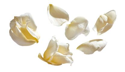 Pale yellow rose petals scattered on black background