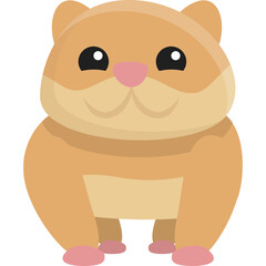 Cartoon Style Adorable Hamster With Pink Nose And Paws Standing On Transparent Background Detailed Cute Animal Illustration