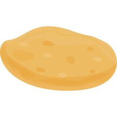 Cartoon style baked potato illustration with simple flat design and light brown color on a transparent background