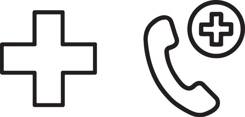 Obraz premium Medical Emergency Call and Health Support Line Icons