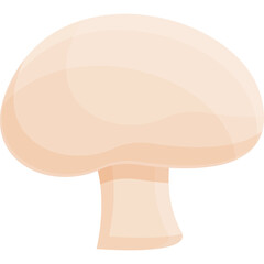 Cartoon Style Beige Mushroom Icon Isolated on Transparent Background Simple Vector Illustration