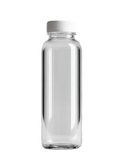 Clear glass bottle with white cap