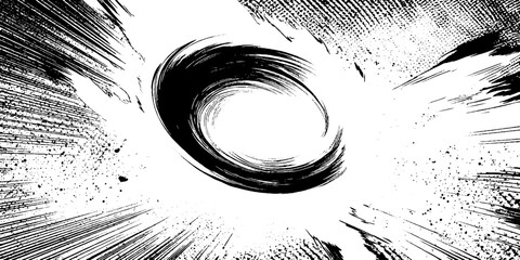 Dynamic black and white anime manga fire aura illustration with speed effect