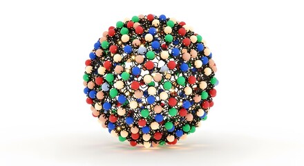 3D Colorful Abstract Sphere made of Christmas lights, on White Background - Modern 3D Render
