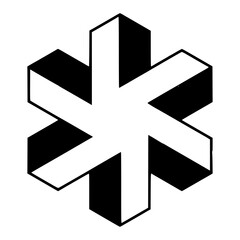 Minimalist abstract geometric shape optical illusion vector design element for logo or icon with black and white color vacter