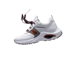 Sleek Side Profile of a Dynamic White Shoe with modern athletic design, isolated sneaker