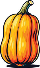 Bright orange pumpkin with green stem symbolizing autumn harvest and thanksgiving