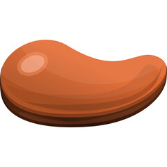 Cartoon Style Brown Kidney Bean Shape Object with Subtle Highlights on Transparent Background Isolated Object