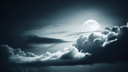 Obraz premium phase. Dramatic night sky featuring a full moon with subtle cloud details, evoking a serene celestial atmosphere. travel magazines, destination branding, designed for travel destination branding.