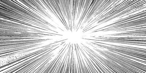 Dynamic manga burst effect with radiating lines for comic layout and design